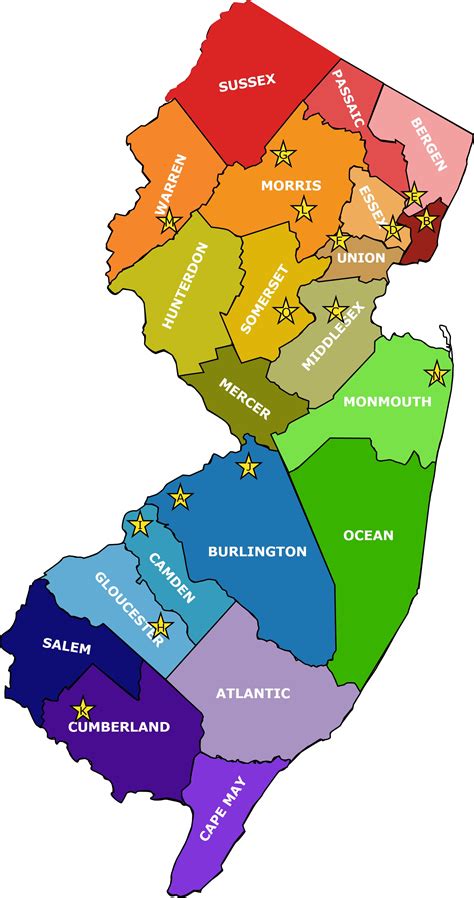 nj county map  towns world map