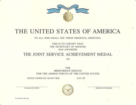 army certificate  achievement template