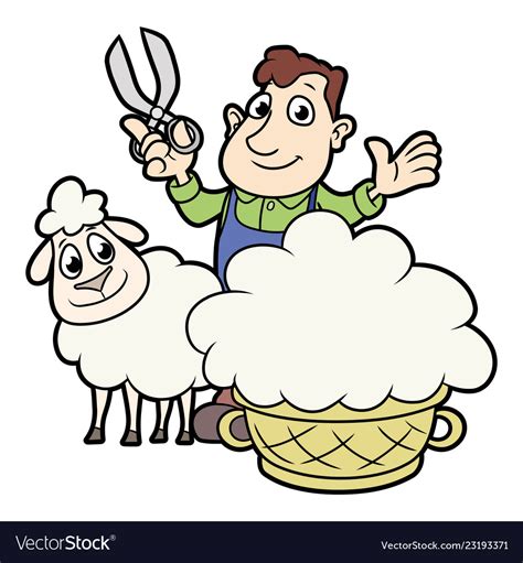 farmer sheaving wool  sheep royalty  vector image