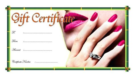 nail salon gift certificate template unique salon gift certificate