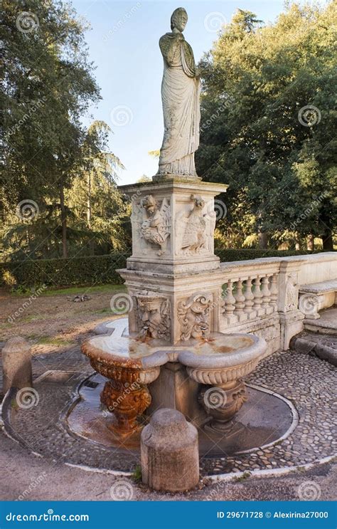 ancient statue   park   villa borghese stock photo image