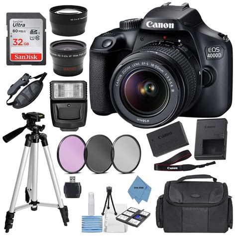 canon eos  digital slr camera   mm dc iii lens kit black  accessory bundle