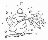 Bird Winter Little Christmas Stamps Digi Embroidery Sliekje Patterns Coloring Hand Pages Colouring Hiver Dessin Drawing Designs Houx Noel Oiseau sketch template