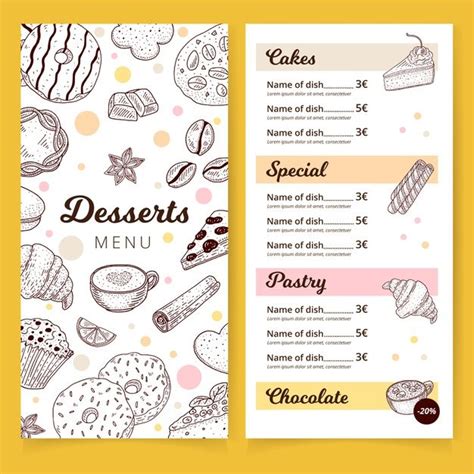 premium vector delicious desserts menu template cafe menu design