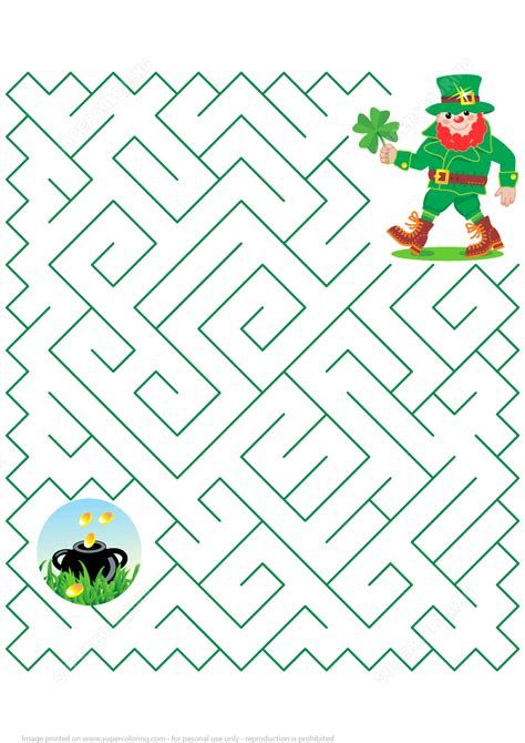 st patricks day maze puzzle  printable puzzle games