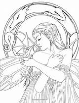 Fairies Dragons Elf Getcolorings Selina Jugendstil Mystical Fenech Homecolor Gogetglam sketch template