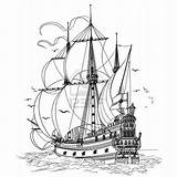 Pintar Desenhar Barcos Caravela Navio sketch template