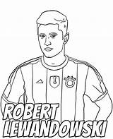 Lewandowski Coloring Football Robert Print Player Striker Soccer sketch template
