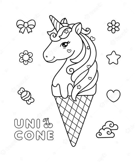 unicorn ice cream cone coloring page  printable coloring pages