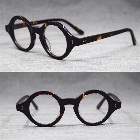 Hand Made Vintage Small 38mm Round Eyeglass Frames Acetate Unisex Optic