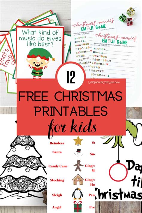 christmas printable activities  kids life  cost