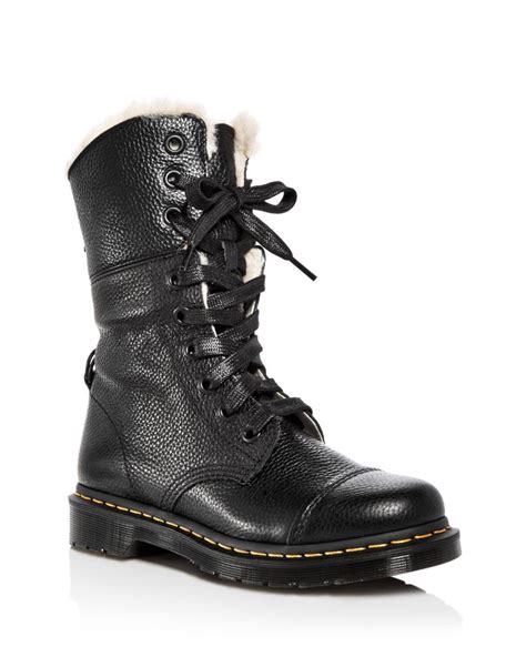 dr martens womens aimilita leather combat boots  black lyst