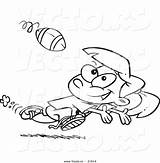 Cartoon Football Running Girl Coloring Catching Outlined Vector Ron Leishman Royalty Resolution High sketch template