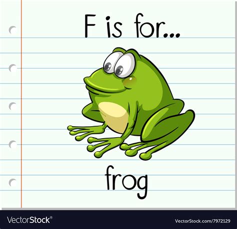 flashcard letter    frog royalty  vector image