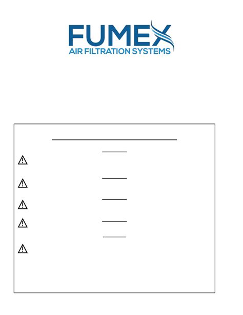 fumex fa hf series water filtration systems operation manual  viewdownload