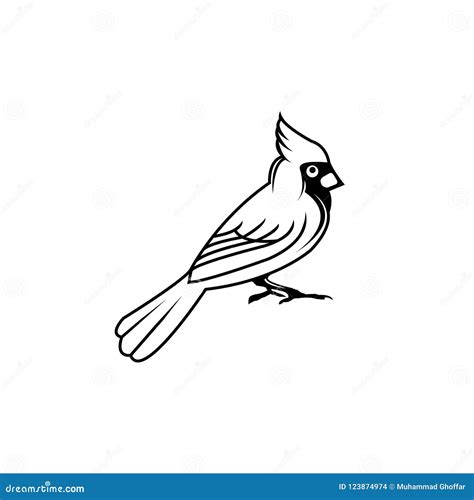 cardinal bird vector illustration black silhouette flat style stock
