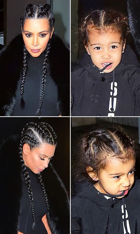 kim kardashian and north west rock adorable matching braided hairstyle