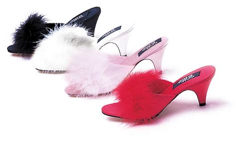 Sexy Marabou Slippers Kitten Heel Mule Sandal High Heels Shoes Adult
