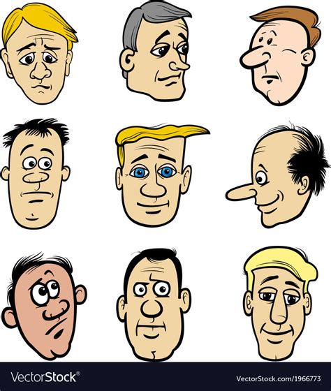 cartoon men characters heads set royalty  vector image