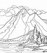 Gunung Mewarnai Pemandangan Alam Hutan Lomba Marimewarnai Mewarna Paud sketch template
