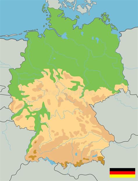 large detailed topographic map  germany  contours lakes mountains physical vector map