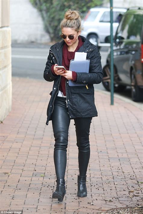 sam frost is coordinated figure in skinny leather trousers and biker boots daily mail online