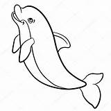 Coloring Animals Pages Dolphin Marine Wild Cute Stock Illustration Vector Jumps Little sketch template