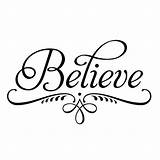 Believe Clipart Wall Quotes Decal Silhouette Word Decorative Christmas Sticker Stencil Etsy Words Decals Template Sayings Coloring Decor Vinyl Stickers sketch template