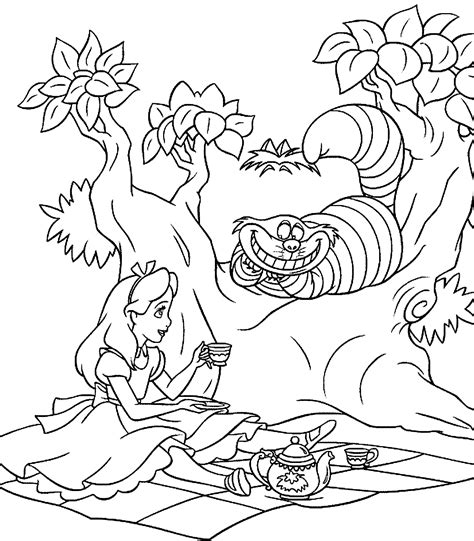alice  wonderland tea party coloring pages coloring home
