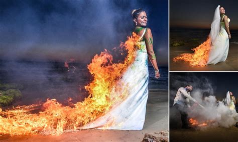 smile youre  fire  moment  brides wedding gown    flames  dramatic trash