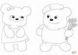Coloring Bear Couple Cute Pages sketch template