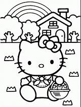 Hello Kitty Coloring Easter Pages Printable Kids Print Labels Activity Coloriage Draw Cute sketch template