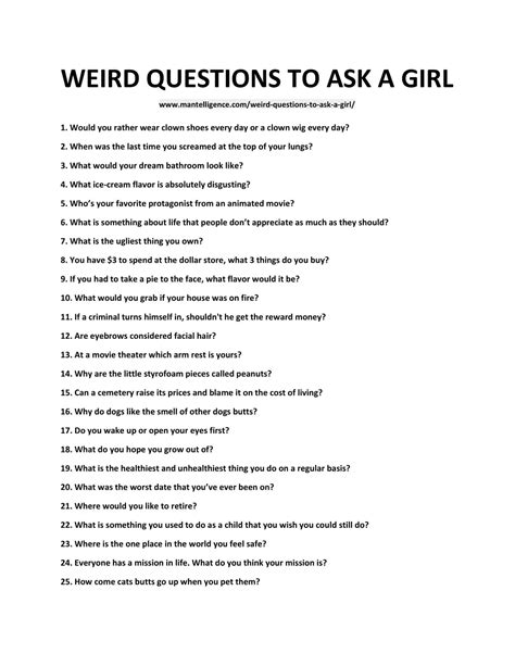 81 Weird Questions To Ask A Girl Spark Funny And