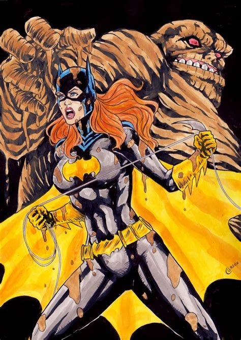 batgirl vs clay face by cesar grego art pinup drawing