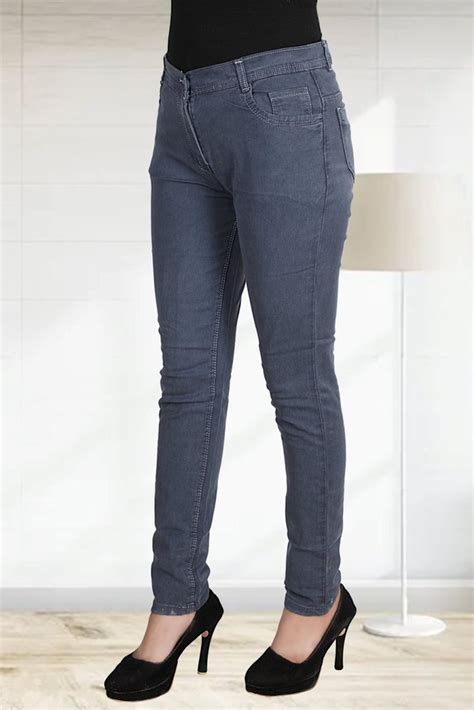 Skinny Ladies Grey Denim Jeans Button High Rise Rs 350 Piece Id