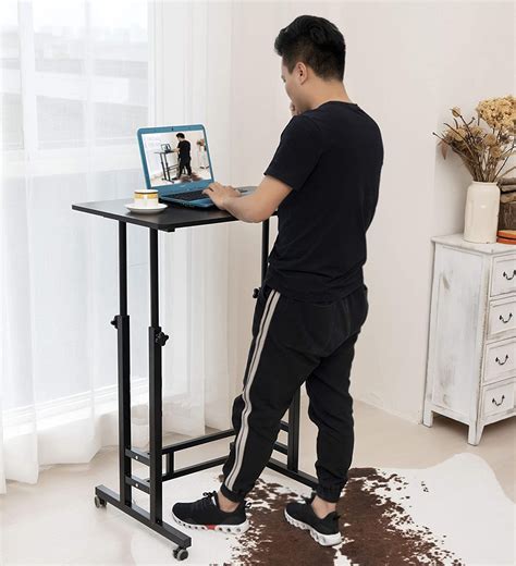akway small computer desk standing desk  wheels    inches
