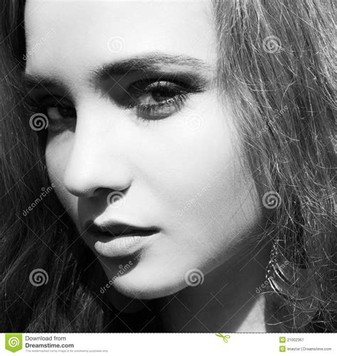 Black And White Portrait Beautiful Girl Royalty Free Stock