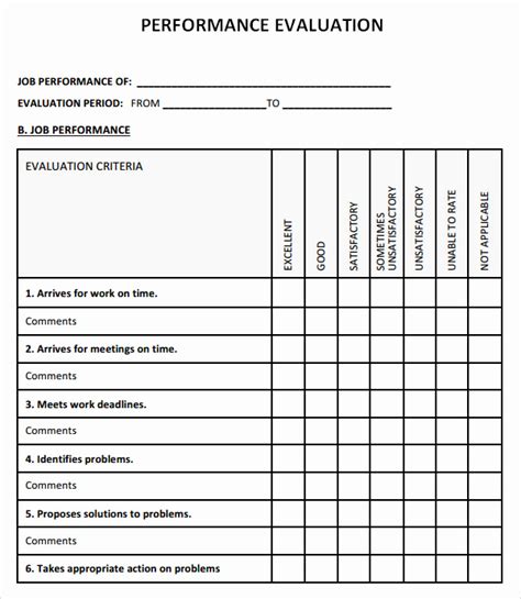 employee evaluation forms printable