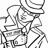 Detective Spy Coloring Secret Holding  Netart sketch template