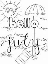 July Hello Coloring Pages Printable Kids sketch template