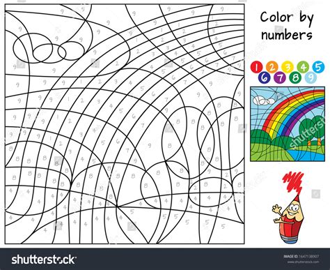 vektor stok rainbow color  numbers coloring book  royalti