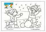 Kolorowanki Zimowe Zabawy Dla Kolorowanka śnieżki Superkid Dziecka Bitwa sketch template