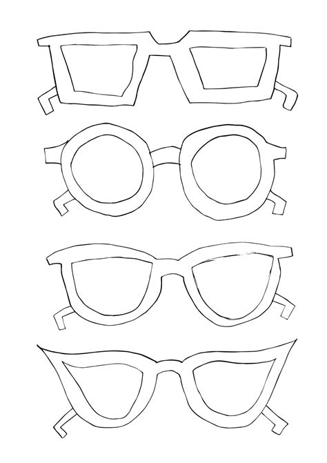 glasses template cut  sketch coloring page
