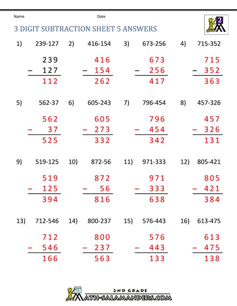 digit subtraction regrouping worksheet    set