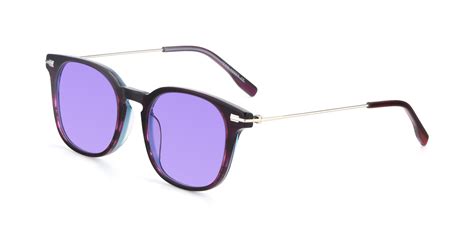 Dark Purple Oversized Keyhole Bridge Square Tinted Sunglasses With