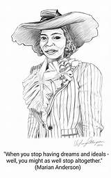 Marian Anderson Portrait Drawing sketch template