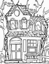 Haunted Coloring Pages House Getdrawings sketch template