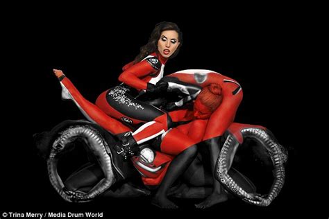Trina Merry Uses Nude Models To Form Replica Of Ducati