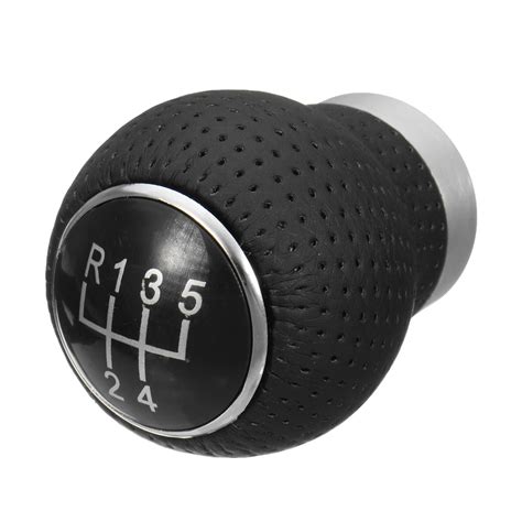 speed universal aluminum manual car gear shift knob shifter lever black leather chile shop