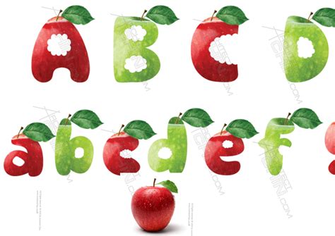 apple apple font letters alphabet alpha pack digital  printable digital art